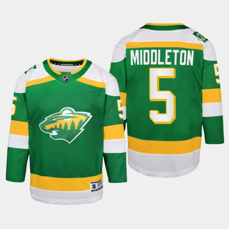 youth wild jake middleton green 2023 24 alternate replica player jersey