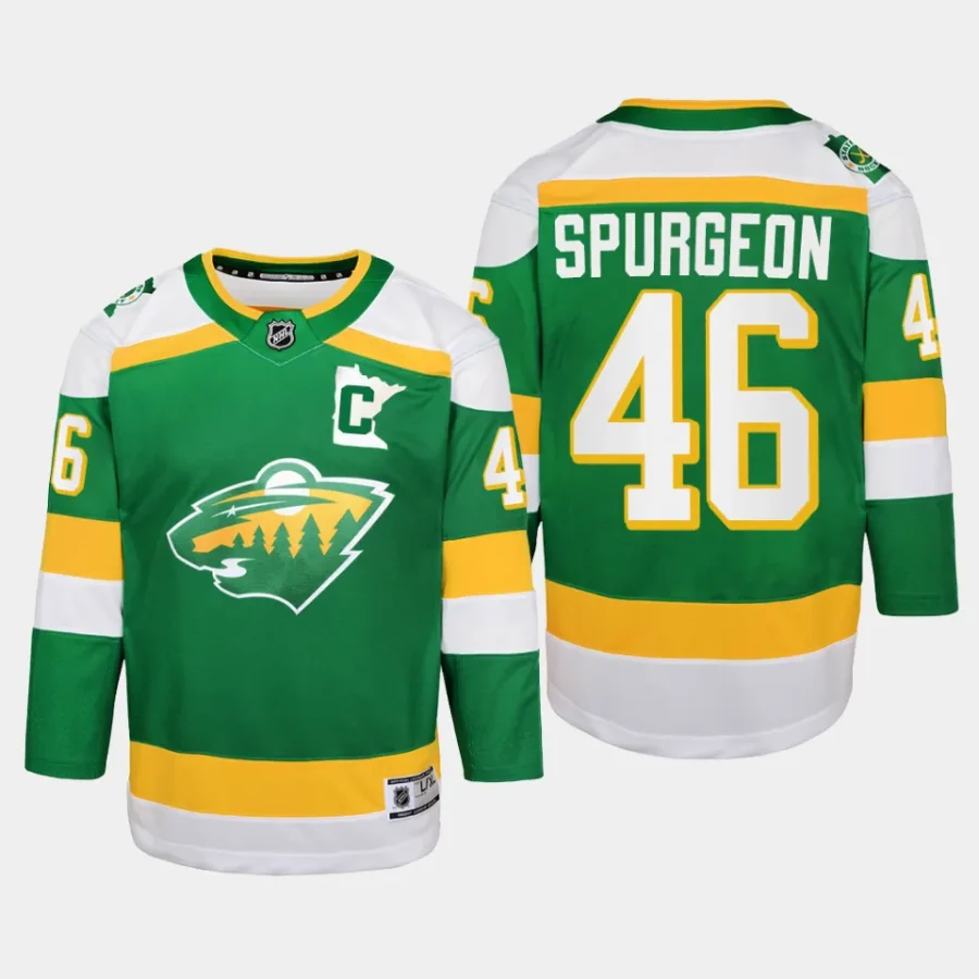 youth wild jared spurgeon green 2023 24 alternate replica player jersey